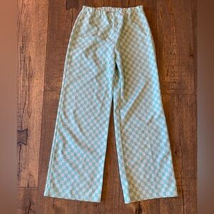 Mint Blue and White Checkered Vintage Pants